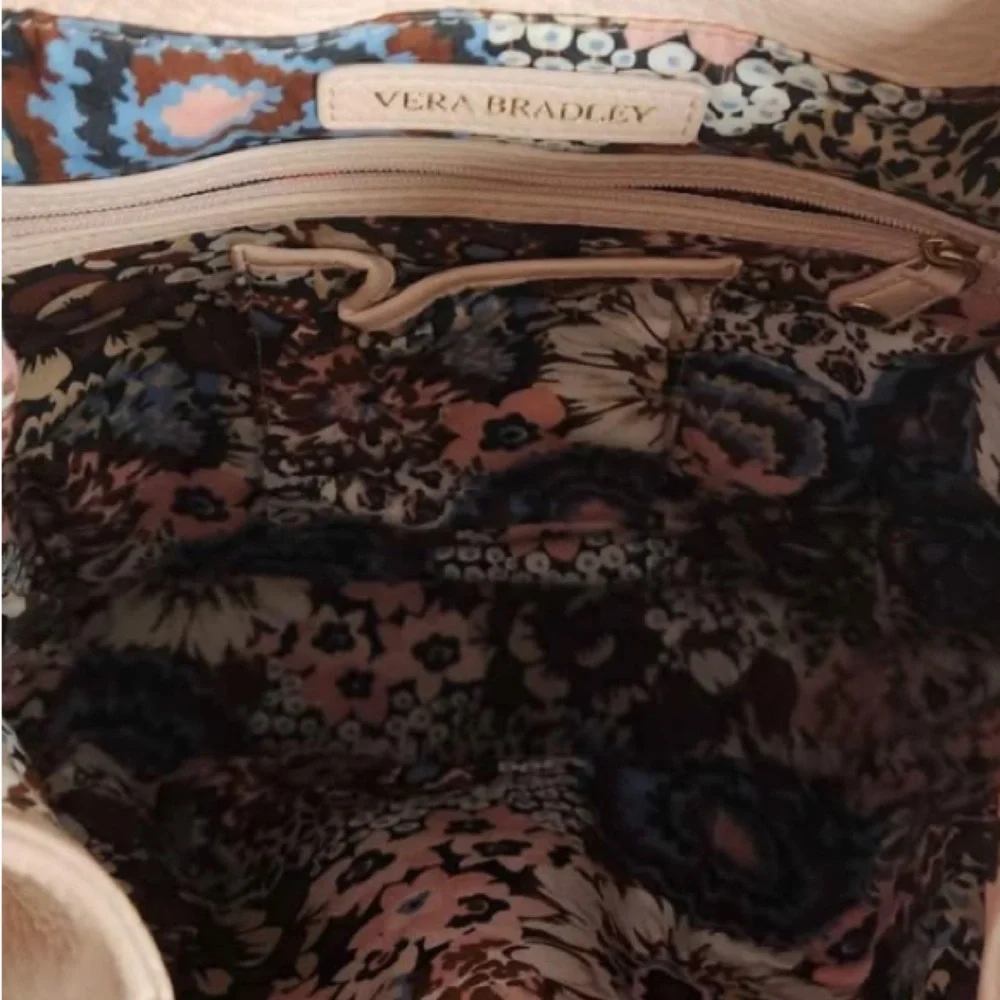 Vera Bradley Quilted Leather Amy Backpack Blush Baby Pink Travel Floral Purse - Picture 8 of 10